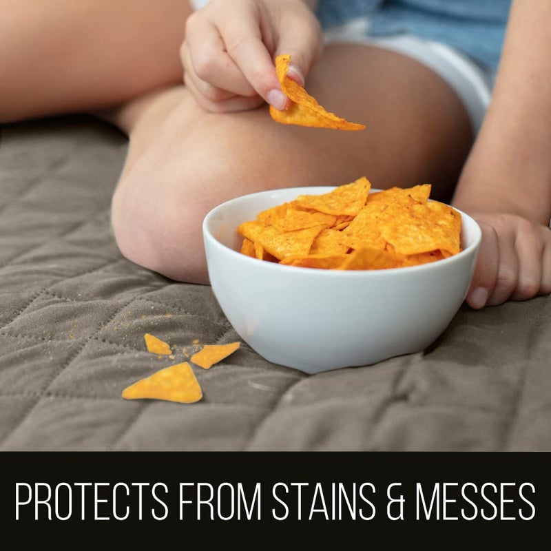 Sofa Shield Couch Slip Cover with Patented Strap, Cushion Protector, US Designed Reversible Stain and Dog Tear Resistant Slipcover, 62 inch Seat, Washable Covers for Dogs Pets, Latte Linen - Image 2